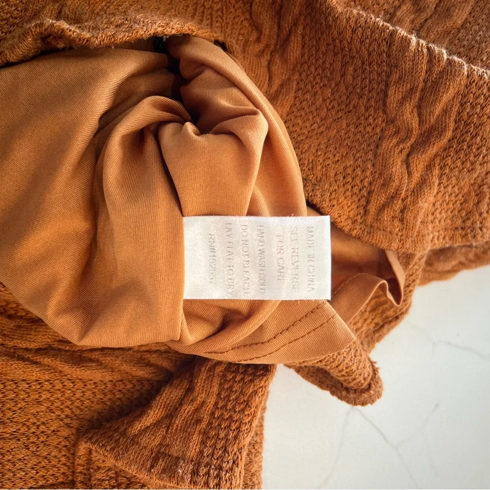 Roolee Rust Orange Cable Knit Sweater Dress Long Sleeve | Small